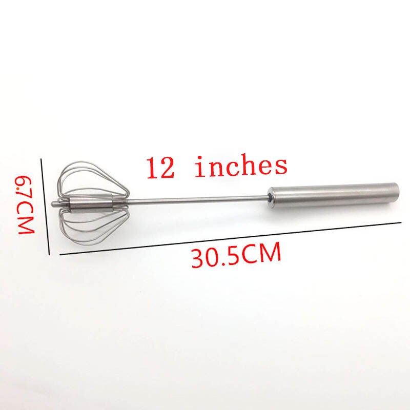 1Stck DIY Backen Halbautomatische Rührgerät 430 Edelstahl 12/14/16 Zoll Schneebesen Manuell Drücken Sie Typ Schneebesen Rührgerät Ei Werkzeuge: Silber- 12 Zoll
