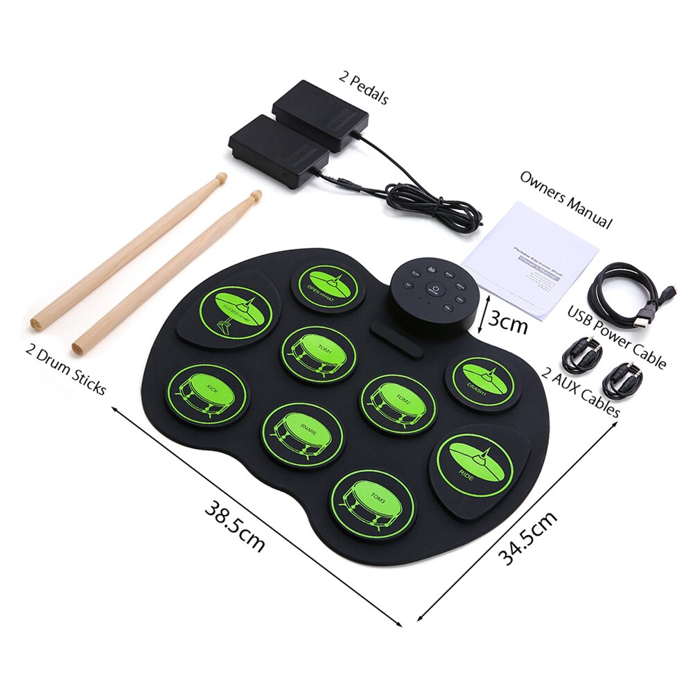 Digitale Elektronische Drum Kit Compact Size Usb Silicon Drum Set 7 Drum Pads Met Drumsticks Voet Pedalen Drum Accessoires: Drum 03