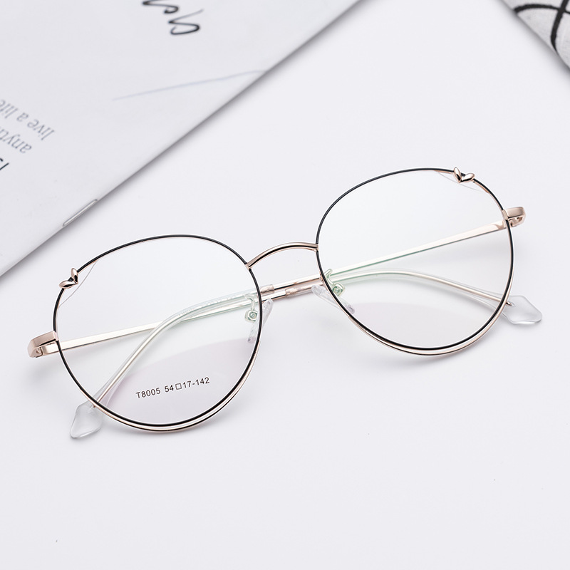 Gafas ópticas metálicas Vintage Imwete, montura de gafas para hombres y mujeres, monturas de gafas con forma de corazón para mujer, gafas transparentes para Miopía: Black Gold
