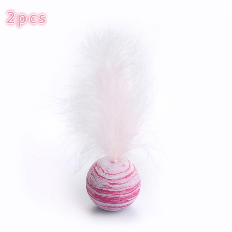 3 couleurs chat jouet étoile balle Plus plume EVA matériel mousse légère balle lancer drôle interactif en peluche jouet bâton plume fournitures: Red2pcs