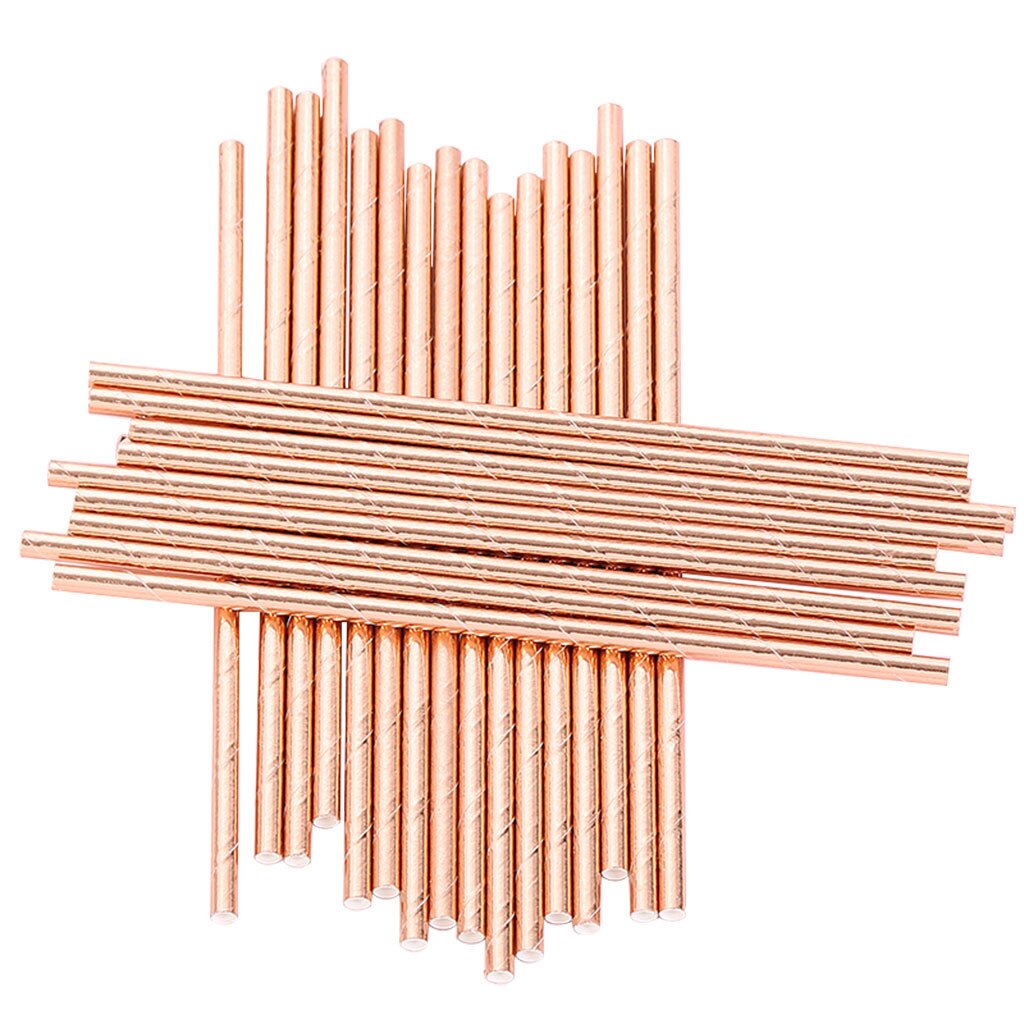 Mooie 25Pcs Rose Gold Patroon Paper Rietjes Sap Cocktail Rietje Voor Bruiloft Verjaardag Bar Pub Jungle Feestartikelen