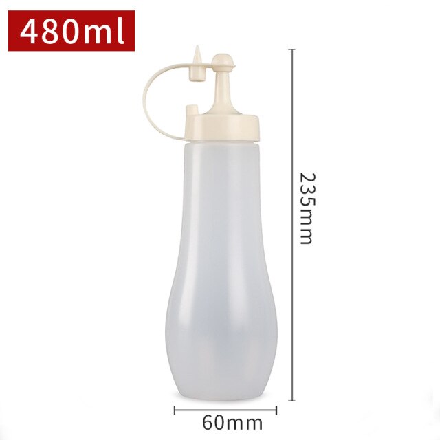 Würze Squeeze Flasche Sauce Squeeze Squirt Flasche für Küche Sirup Salat Dressing Öl Ketchup Container Food Dispenser: White-480ml