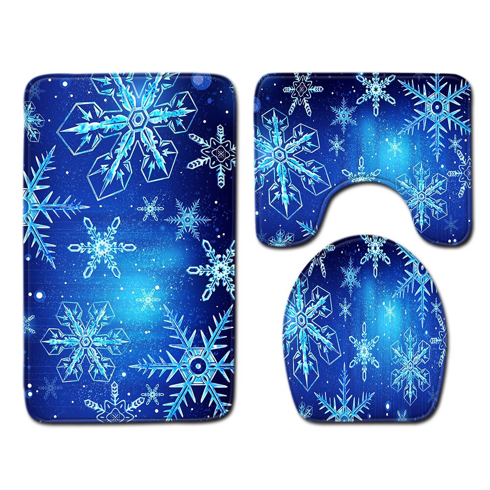 Kerstbadmat toilet driedelige set vloer thuis antislip voering schuim duurzame hoes douchematten badmattenset: Q190705-a044 / 4575cm