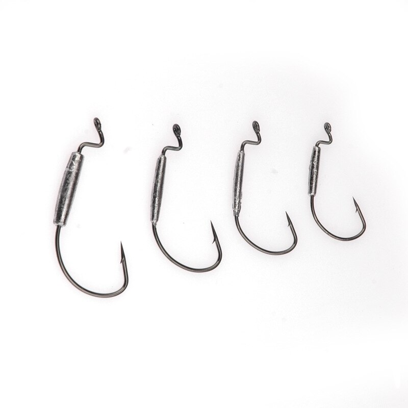 Fiske mjuk maskkrok med bly bred buk svart nickel mjuka beten krokar grub texas rigg hullingförsedd fiskkrok cylinder blysänkare: 1.8g 2g 3g 6g