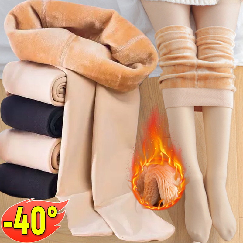 Vinter varm tykk fleece strømpebukse dame dame termisk elastisk fløyels strømpebukser elastisk høy midje gjennomsiktig leggings strømper