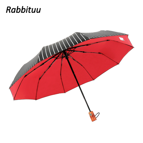 Stor automatisk mænd paraply træ folde vindtæt uv beskyttelse enkel regn parasol paraply paraply business paraply  mm60ys: -en