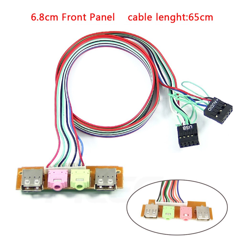 2 Ports USB 2.0 PC Computer Case Front Panel USB Audio Jacks Port Desktop PC USB Extension Wirefor Mic Earphone Cable FW1S