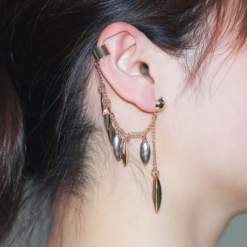 Gothic DIY Black Bat Shaped Ear Clips For Women Girls Punk Dragon Snake Butterfly Ax Vintage Earrings Party Jewelry: ER0137-Gold