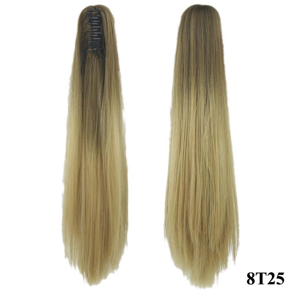 Lange Rechte Synthetische Paardenstaart Vrouwen Ombre Hair Stuk Staart Hoge Temperatuur Fiber Pony Tail Hair Extensions voor Dame: 8t25