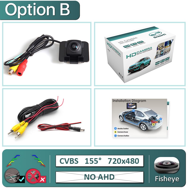 Greenyi 170 ° ahd 1920*1080p specialbil bakkamera til mercedes benz  w204 w212 w221 s600 s550 s500 s450 s430 s420 bil: B -720 x 480-155 grader