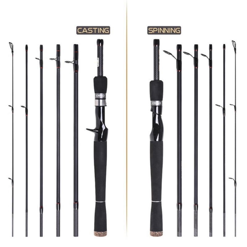 CAPACI Carbon Small Sea Pole Fiber Telescope Fishing Rod Travel Spinning Fishing Pole SPINNING CAPACI 2.1M/2.4M/2.7M *