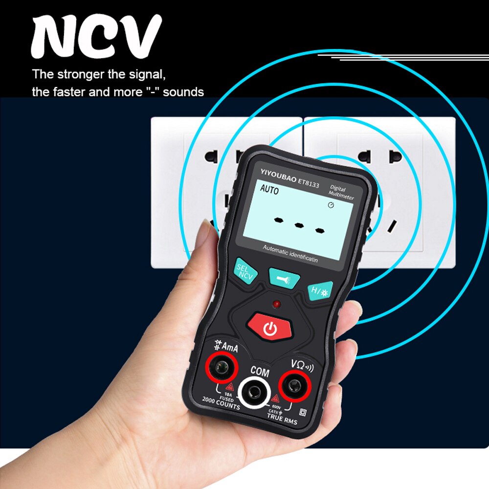 Fully Automatic Identification Multimeter Voltage Diode Current Capacitance Buzzers Meter True with Flashlight Function