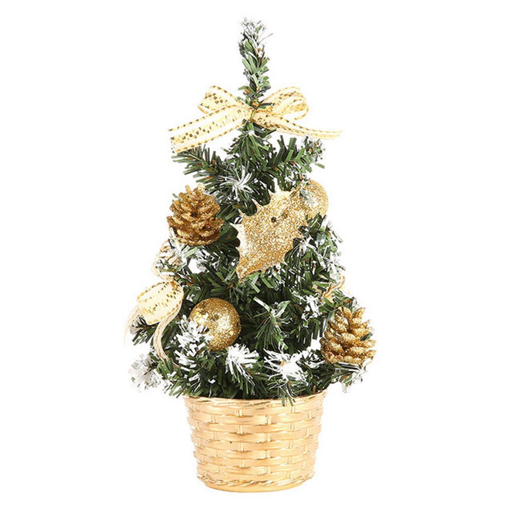 Diy Christmas Tree 20 Cm Small Pine Tree Mini Trees Placed In The Desktop Home Decor Christmas Decoration Kids: Gold