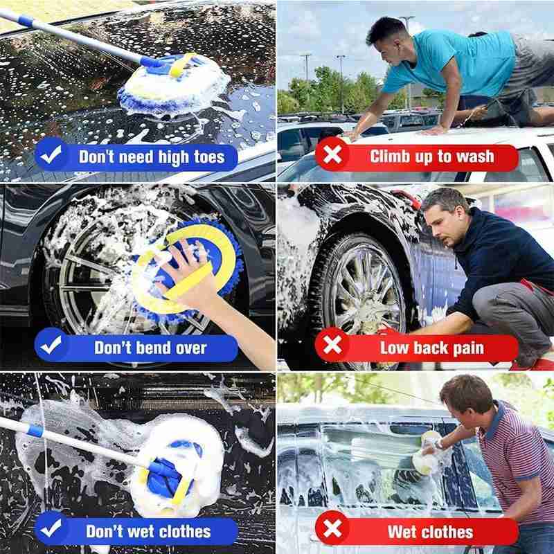 Bilvask moppe bil bilvask børste rengøring teleskopisk auto håndtag chenille tilbehør broo c7 d 0 – Grandado