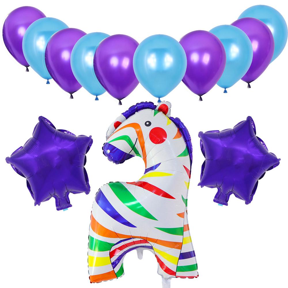 Happy Birthday Banner Animal Balloons Zoo Theme Lion Flamingo Elephant Foil Ballons Baby Shower Party Decoration Supplies: Giraffe and 10pcs