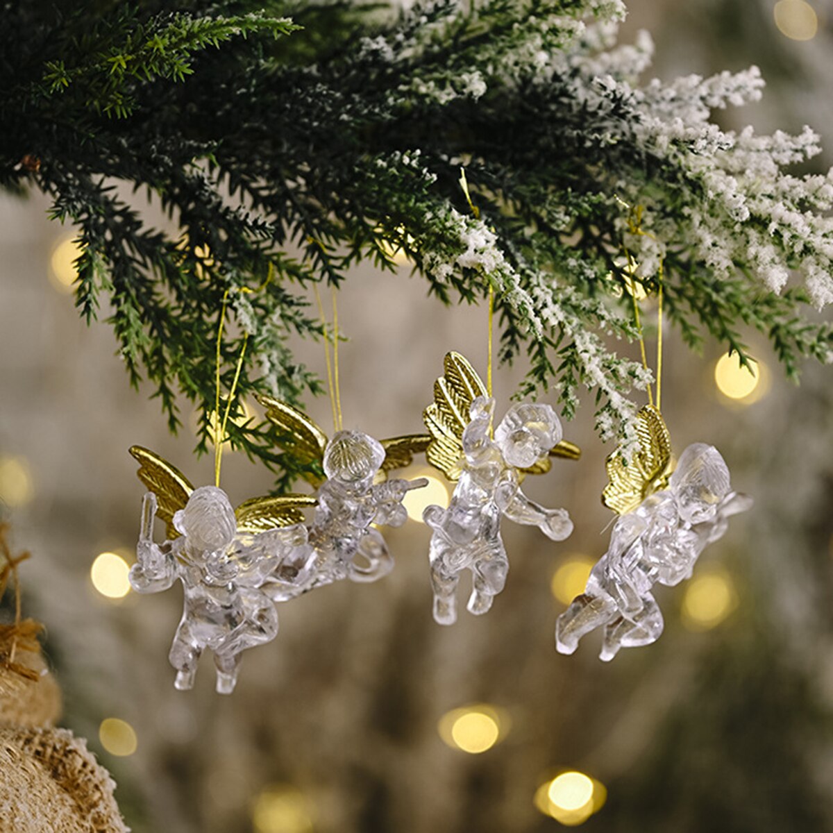 Kerst Transparante Angel Hanger Mini Acryl Angel Opknoping Ornamenten Kerstversiering Venster Scène Regeling