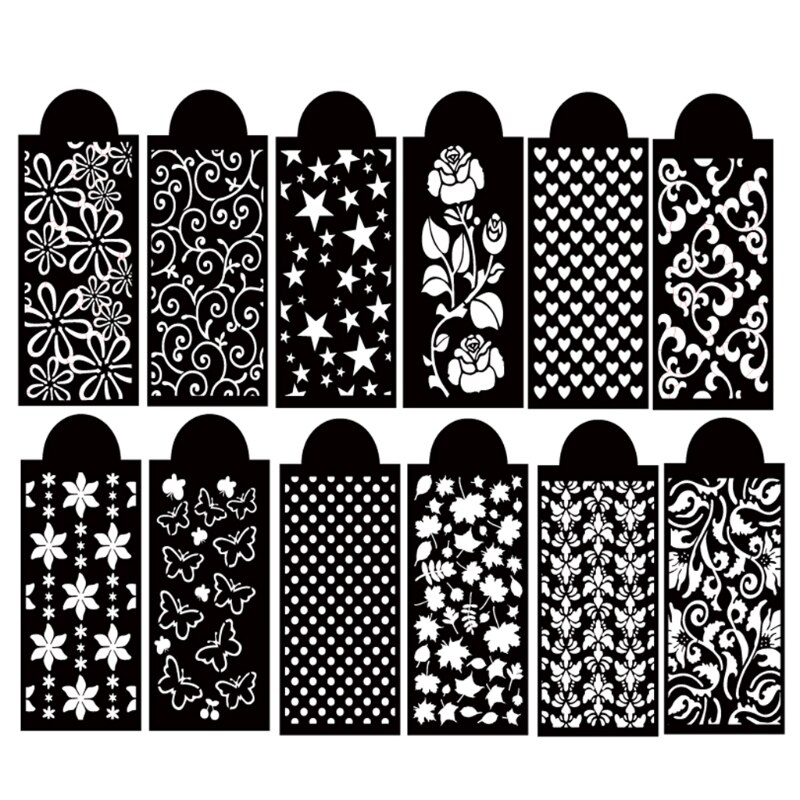 12pcs DIY Star Heart Drawing Stencils Templates Embossing Paper Card Painting Scrapbooking Stamp Album Decoration