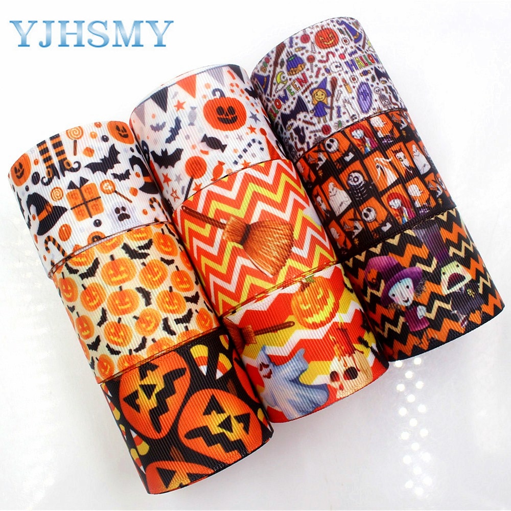 Yjhsmy c -17817-670,38 mm 5 yards halloween termisk transfer trykt grosgrain bånd,tøj tilbehør gør-det-selv pakke materiale