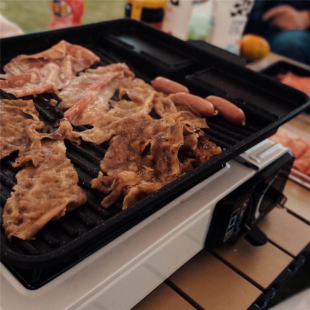 Koreaanse Griller Pan Bbq Grill Non-stick Maifan Gebraden Pan Samgyupsal Samgyeopsal Yakiniku Algemeen Gebruik Draagbare Butaan Gasfornuis