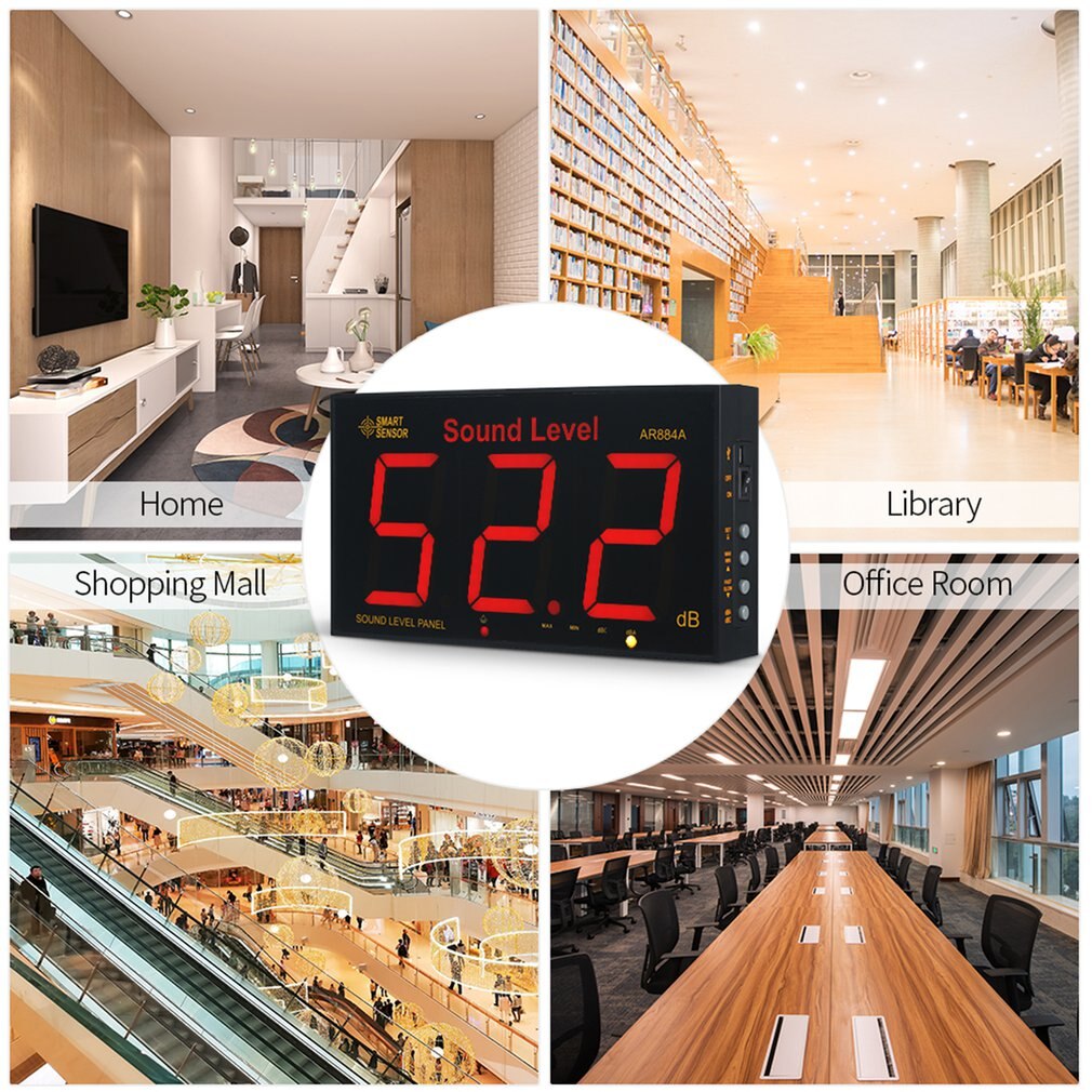 AR884A Smart Wall Mounted Large LCD Display Sound Level Meter Digital Sound Level Meter Digital Sound Level Meter