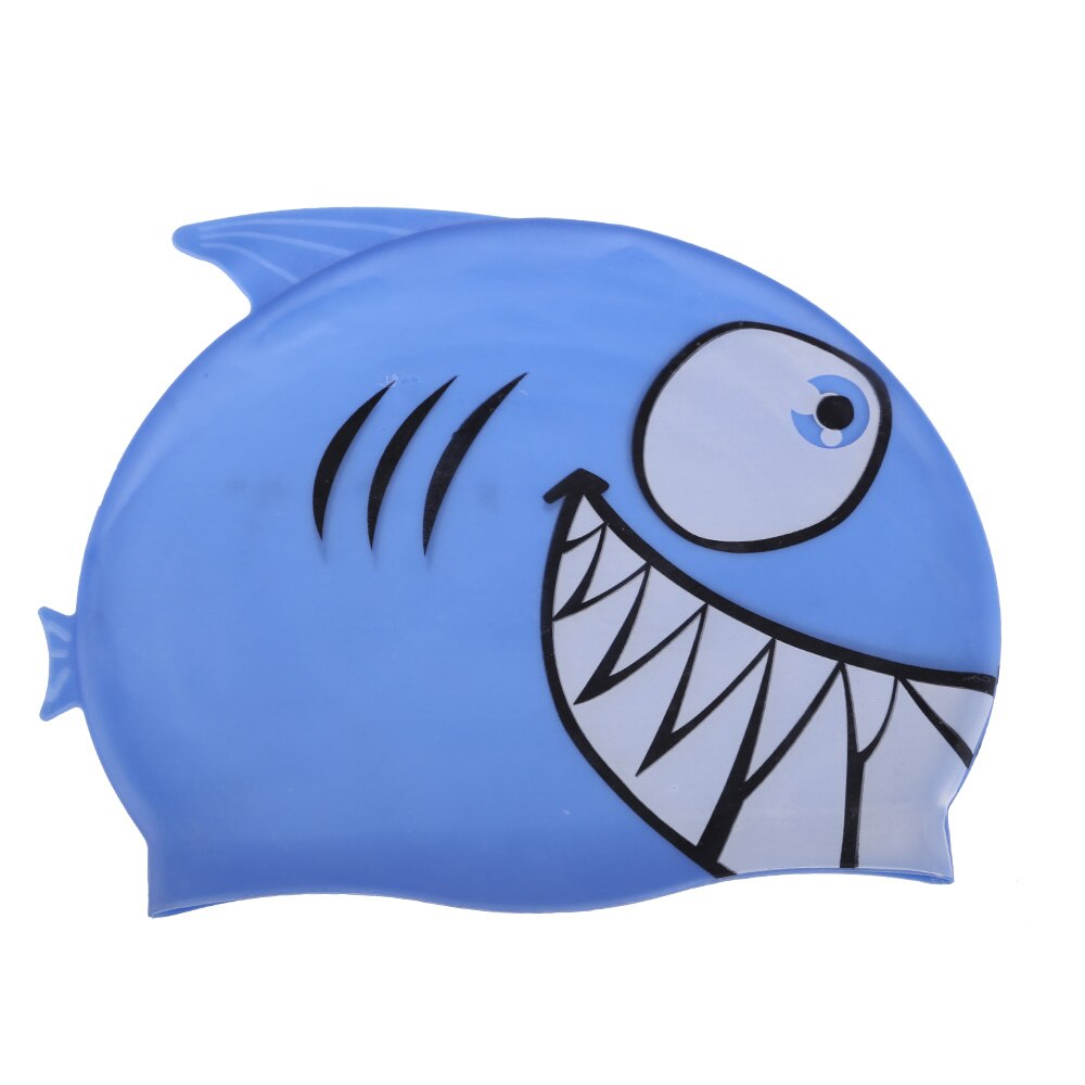 Children Cartoon Swimming Cap Silicone Diving Waterproof Swim Hat Kids Girl Boy Favor Bathing Cap With Fish Shark Pattern: blues