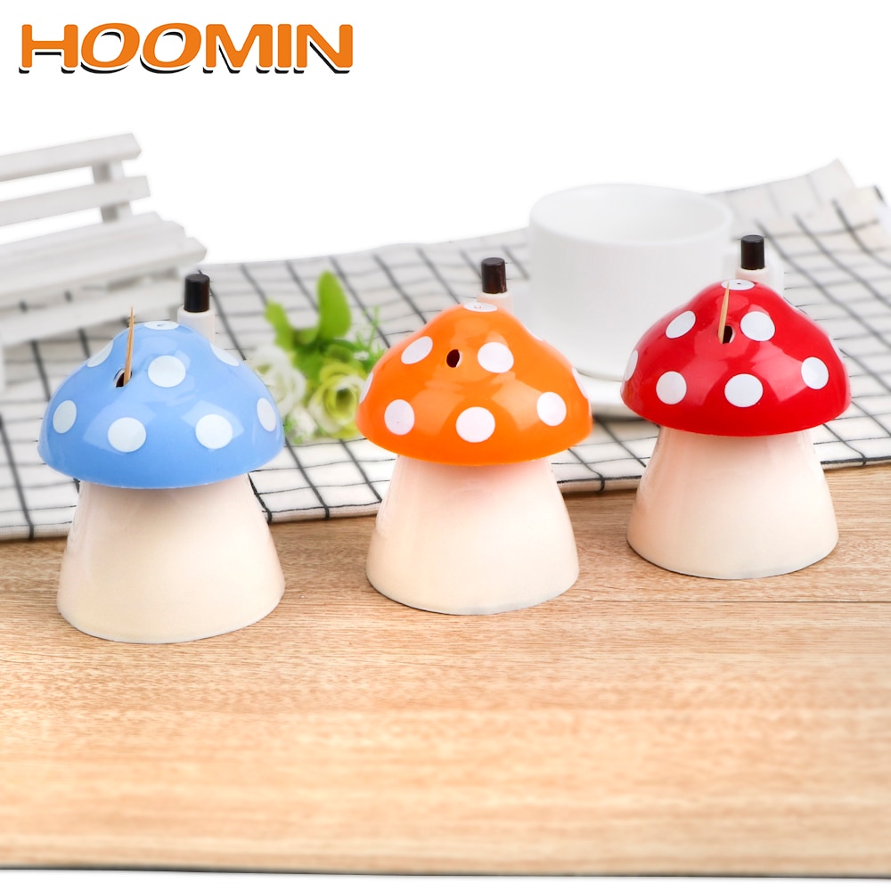 HOOMIN, a prueba de polvo, forma de seta, palillo automático de plástico, dispensador de palillos de dientes, caja contenedora de almacenamiento, vajilla, soporte para palillos de dientes