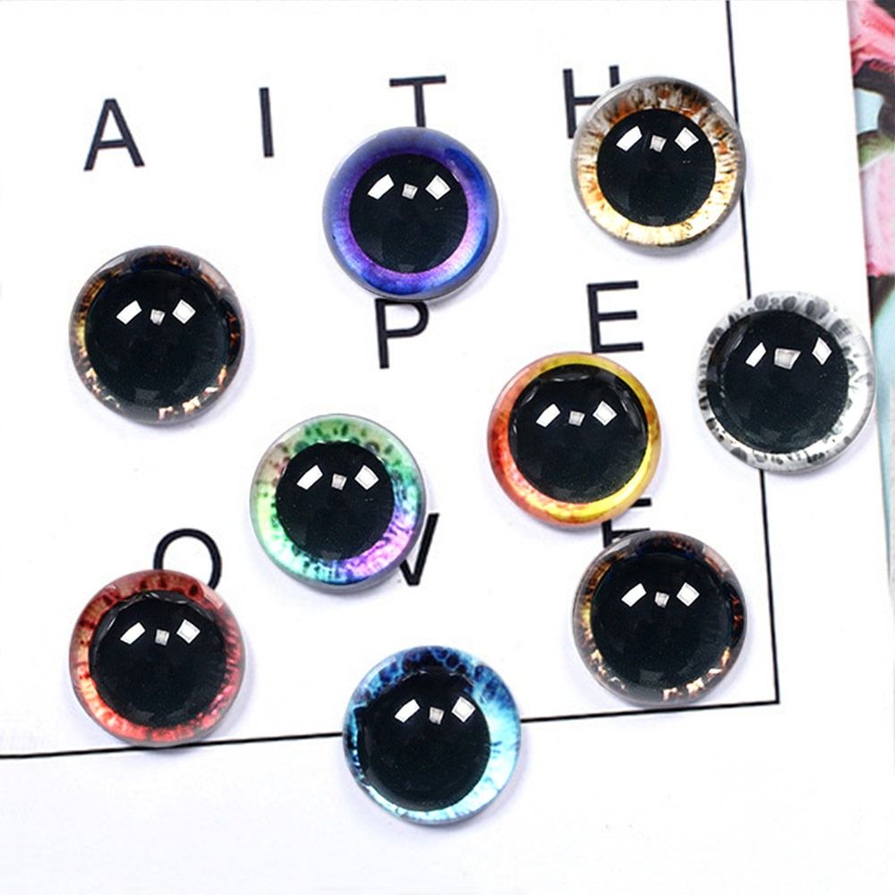 20 Stück/10 Paar Glas-Auge-Cabochon, rund, 6–20 mm, runde Kuppel, Drachenauge, Drachen-Katzenauge, Spielzeug, DIY-Schmuckzubehör, MIX Pupil Eye Cameo