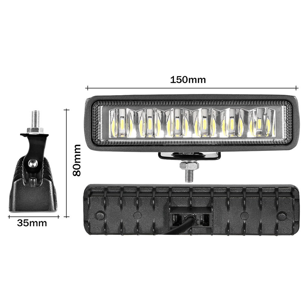 Aebey-faros LED para motocicleta, luz de trabajo de 30W, 12-24V, para coche, camión, barco, Tractor, remolque, todoterreno