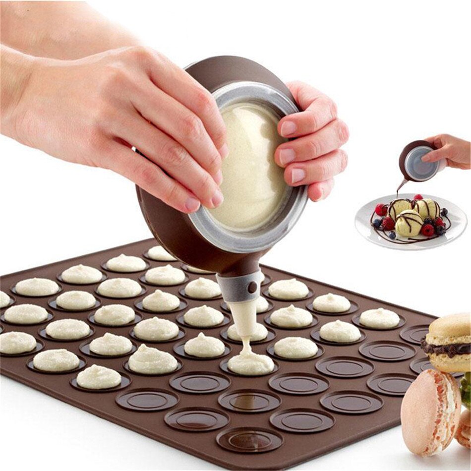 Bakkerij Siliconen Cake Muffin Bitterkoekje Macaron Piping Icing Bakken Tool Pot 4 Nozzles Set Voor Keuken Cake Bakvormen Gereedschap