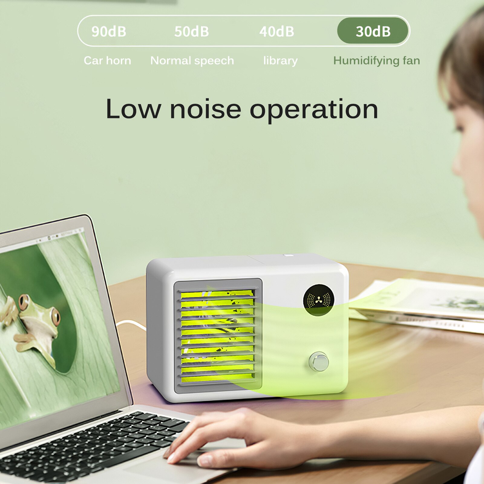 mini air cooler fan air conditioner light USB portable desktop air cooling fan humidifier office bedroom purifier 400ML 2000mAh