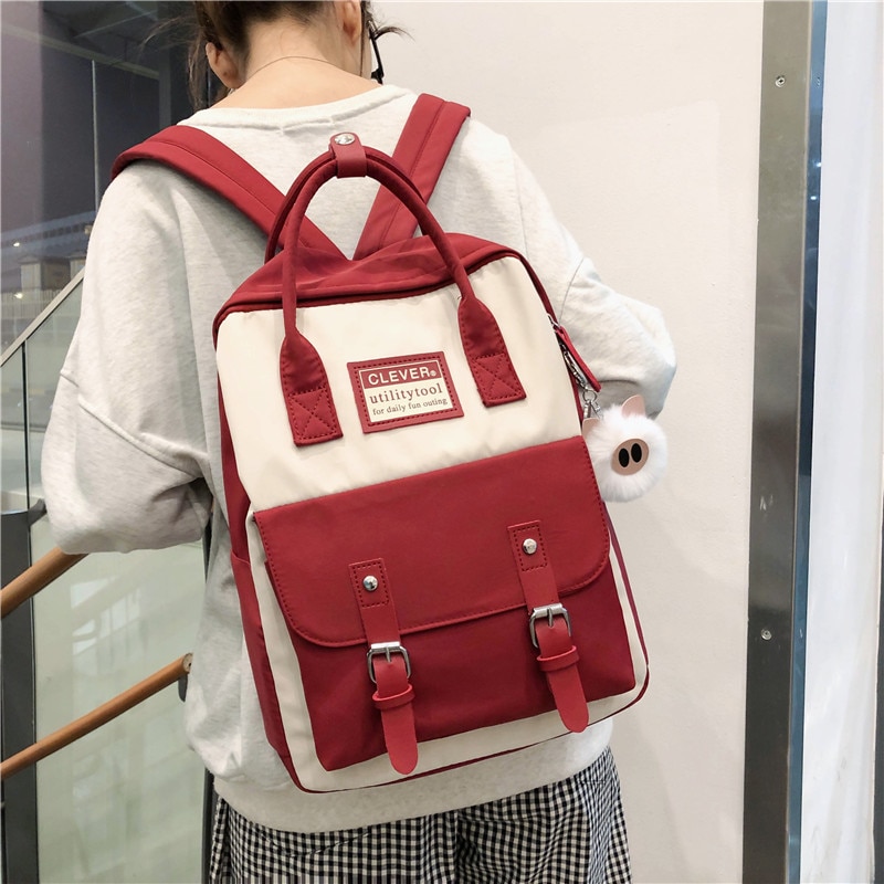 Vrouwen Nylon Rugzak Snoep Kleur Waterdichte Schooltassen Voor Tieners Meisjes Vrouwelijke Rugzak Patchwork Rugzak Mochila