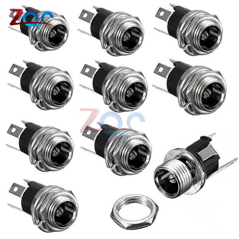 10 Pcs Dc Power Connector Pin 2.1X5.5 Mm Vrouw Plug Jack + Stekker Jack Socket Adapter Pcb mount Diy Adapter Connector 2.1X5.5: Female Jack 10 type2