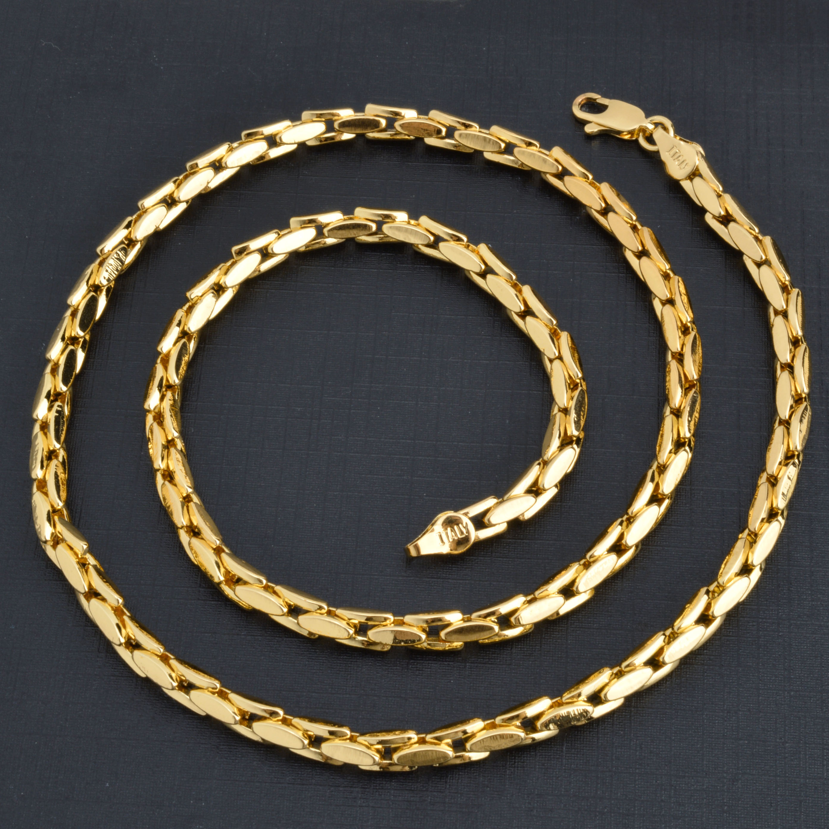 Hiphop Punk Curb Cubaanse Ketting voor Vrouwen Man Verklaring Italiaanse 18K Goud Kleur Choker Trendy Dagelijks Bruiloft Cadeau: 50cm / Licht Geel Goud Kleur