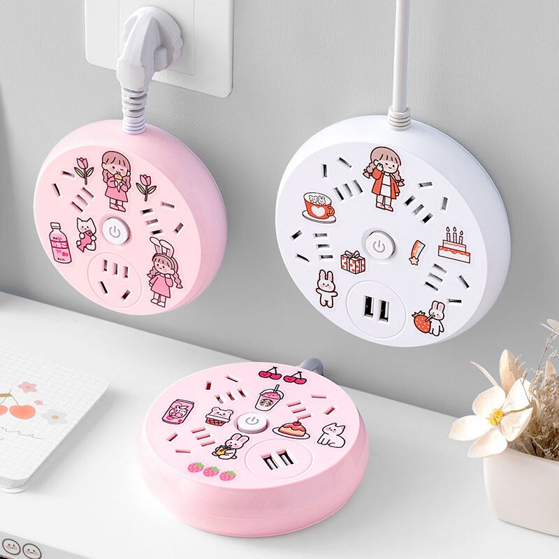 Multifunctional Socket USB Plug Board with Long Line with Safety Door One Turn Multi Converter Plug Board Light Switch Plate