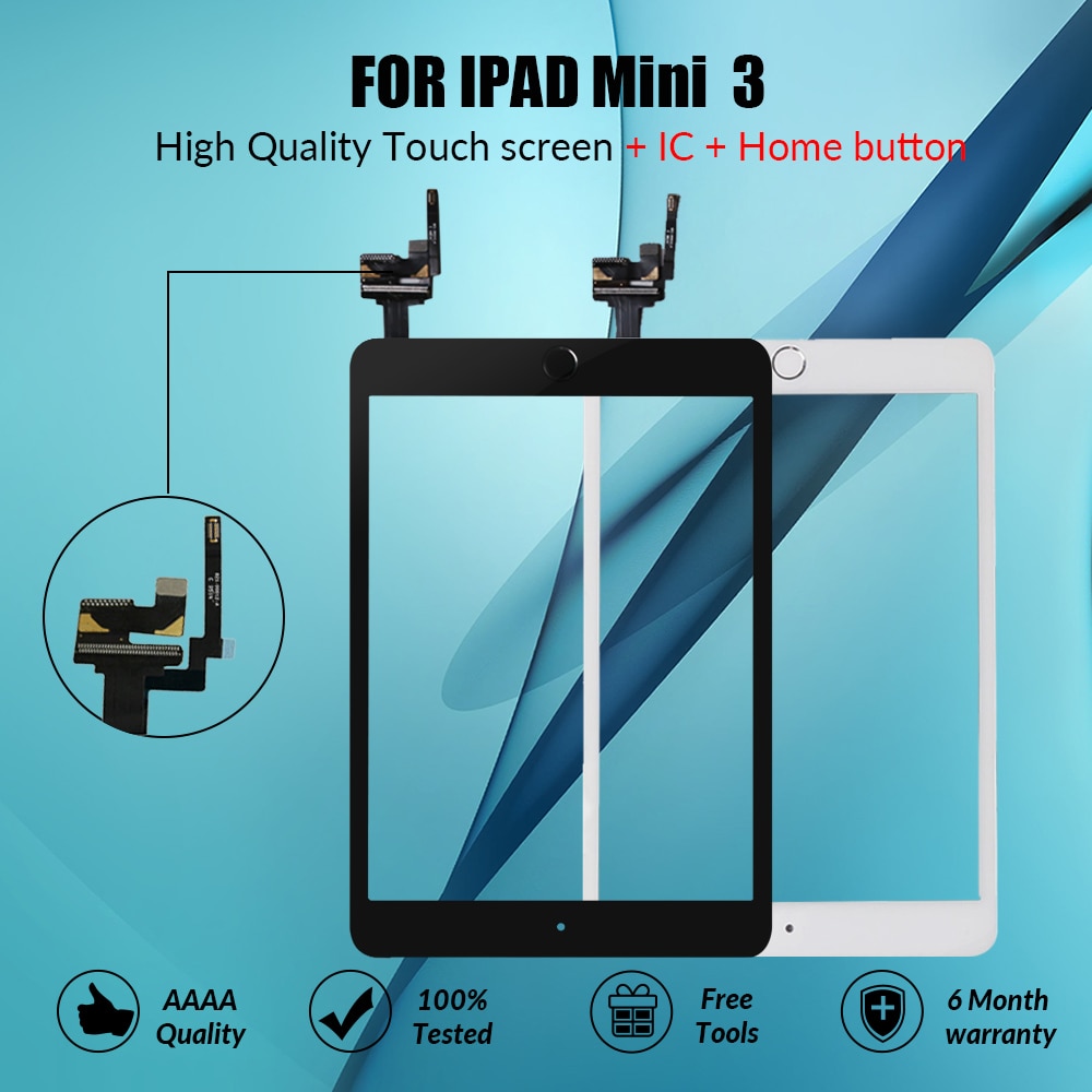 Touchscreen Voor Ipad Mini 3 Mini3 Touch Glas Screen Digitizer Home Knop Met Ic Conector Voor Ipad Mini 3 A1599 a1600 A1601
