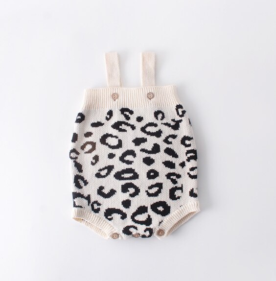 0-18m nyfødte børn piger drenge tøj leopard print sweater frakke tøj ærmeløs romper tøj 2 ordrer: Romoper / 6m