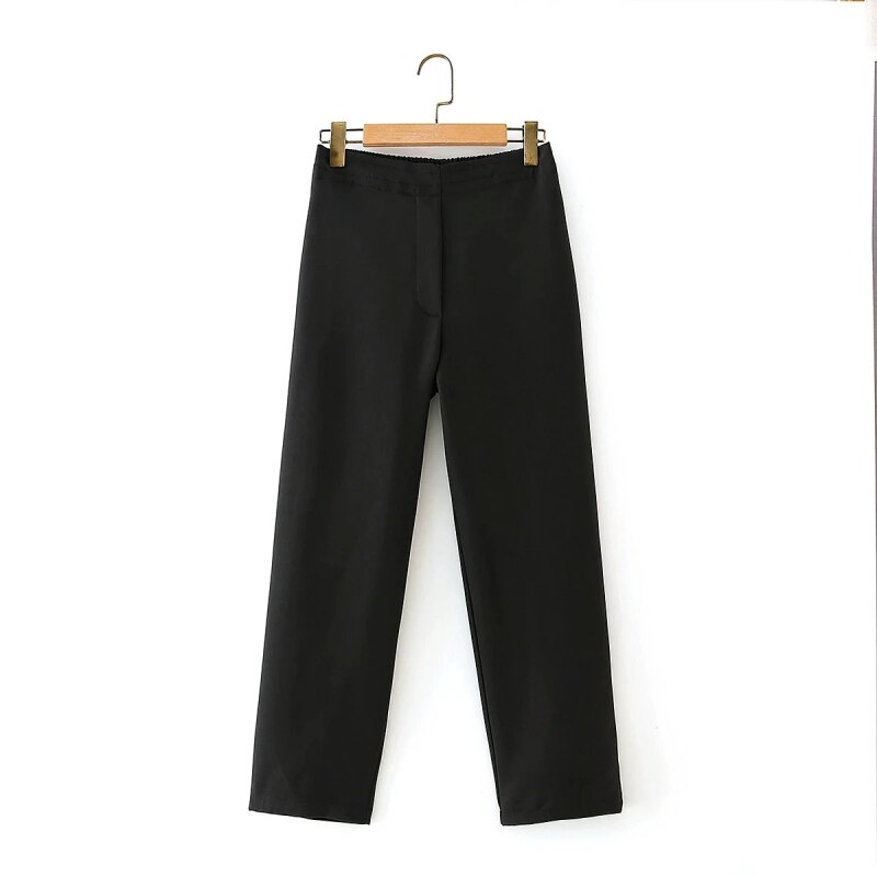 ZXQJ femmes noir vestes costume dames décontracté deux pièces ensemble vintage femme mince longues blazers filles chic costumes: black trouser / S