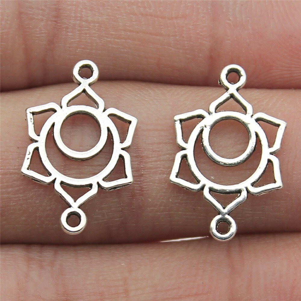 WYSIWYG 14 Stück 20mm 7 Stile Chakra Reize Schmuck zubehör Handgemachtes Handwerk Chakra Verbinder Reize Antik Silber farbe: 1