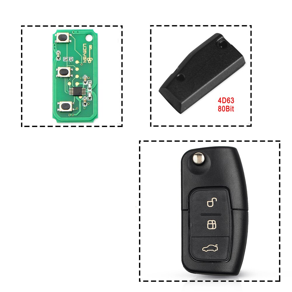 KEYYOU Car Remote Control Key For Ford Fusion Focus Mondeo Fiesta Galaxy HU101 Blade 433MHz 4D63/4D60 Chip Modified Flip Key: Original 4D63 80Bit