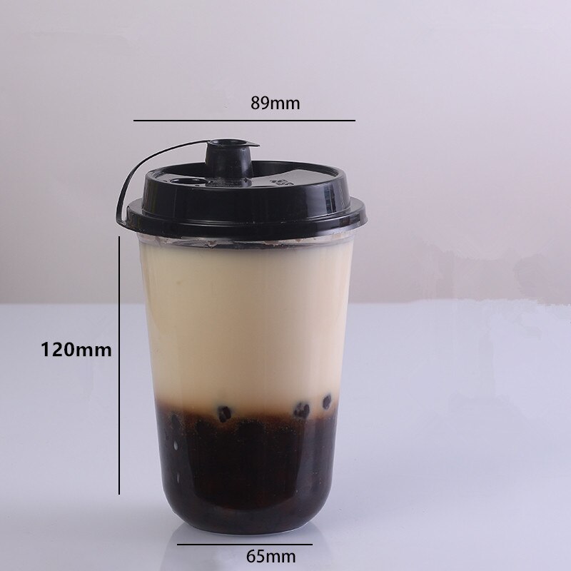 50pcs Disposable plastic cups for drinking 500ml juice coffee takeaway packaging cups with heart stopper lids party favor: 2