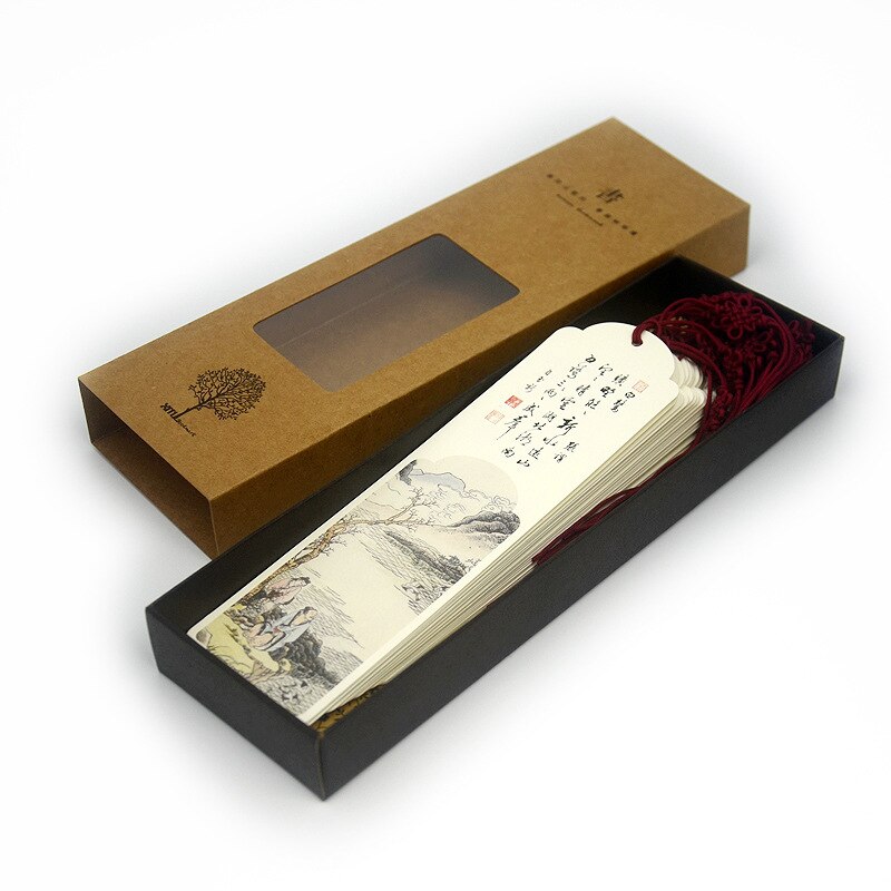 1pcs Tang poems and ancient paintings bookmarks five words Chinese elements year abroad student prizes
