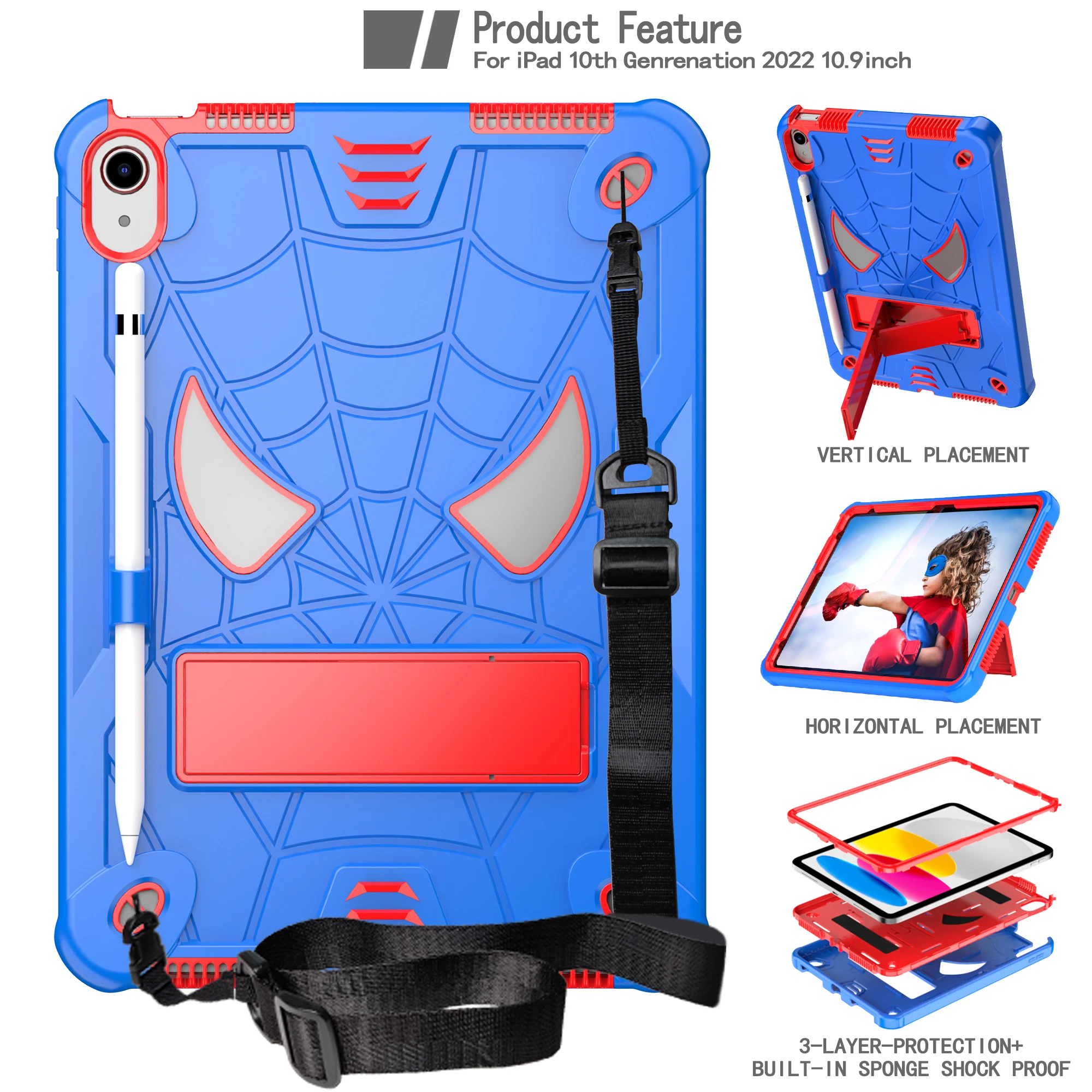 Funda protectora de cuerpo completo para tableta, cubierta a prueba de golpes para ipad 10, 10. ª generación, A2757, A2777, A2696, 2022: Azul