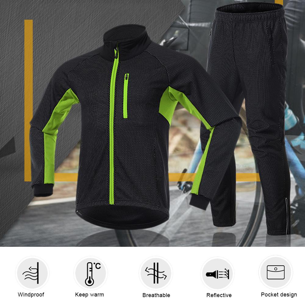 Arike Mannen Winter Thermische Fietsen Jas Set Winddicht Waterdicht Warm Bike Jacket Mtb Broek Fiets Pak Fietsen Kleding 20A