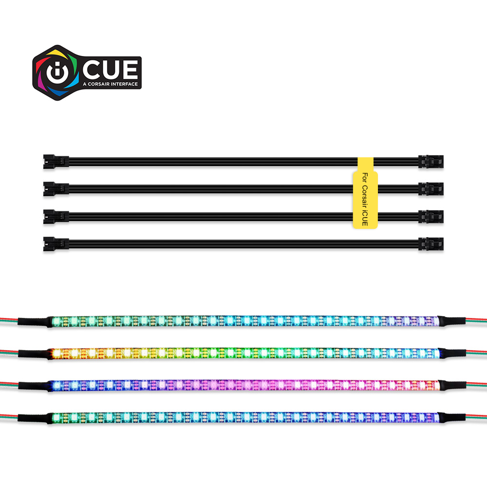 40cm Addressable WS2812b Digital LED Strip Rainbow RGB LED Lighting Kit for PC Computer Case Decor, for iCUE a CORSAIR Interface: 4 x 40cm 24 LEDs