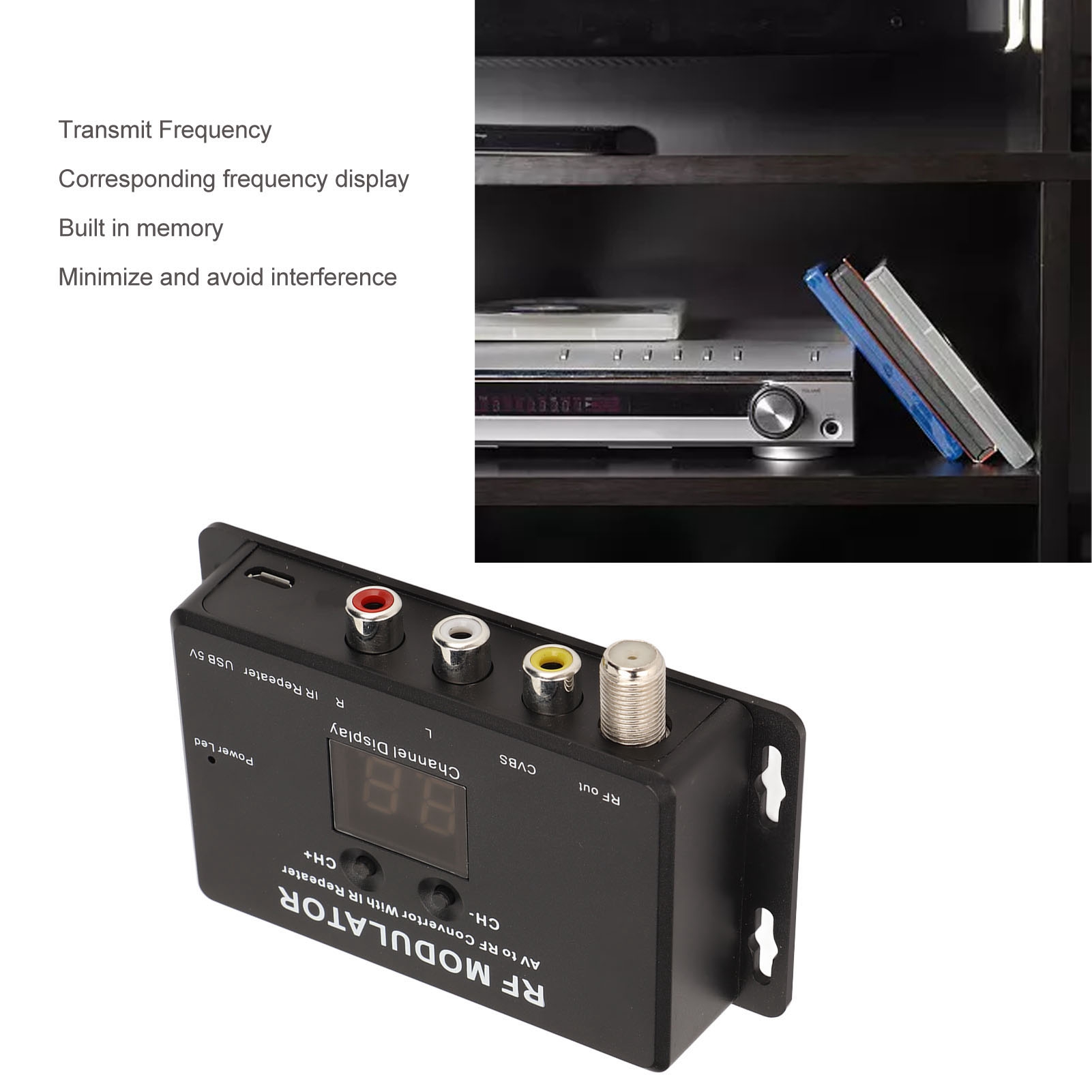 Modulador de tv av para rf, mini modulador rf profissional pal ntsc 21 canais av para conversor rf para set top box dvr dvd