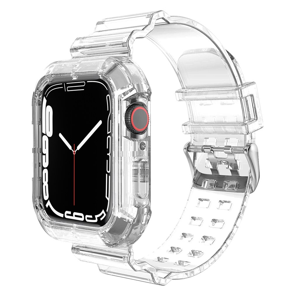 Case+Strap for Apple Watch Band 44mm 40mm 45mm 41mm 42mm 38mm Accessories Transparent Silicone Bracelet iWatch series 3 5 6 se 7