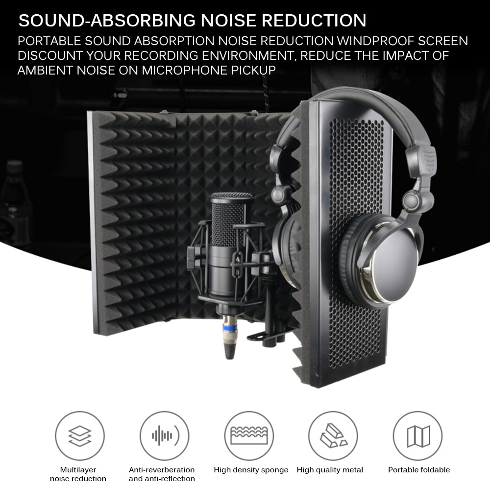 Acoustic Isolation Shield Foam Folding Microphone Acoustic Isolation Shield Acoustic Foams Panel Studio For Recording Live