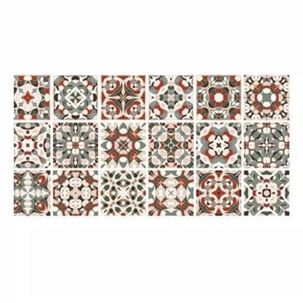 Mosaic Retro Wall Sticker Floor Sticker Wall Decals Waterproof Tile Sticker for Kitchen Bathroom Living Room 100x50cm