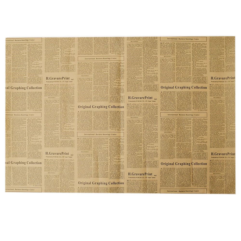 1pc indpakningspapir rulle vintage avis dobbeltsidet wrap indretningskunst gør-det-selv blomsterindpakningsfold til julefest: Sort