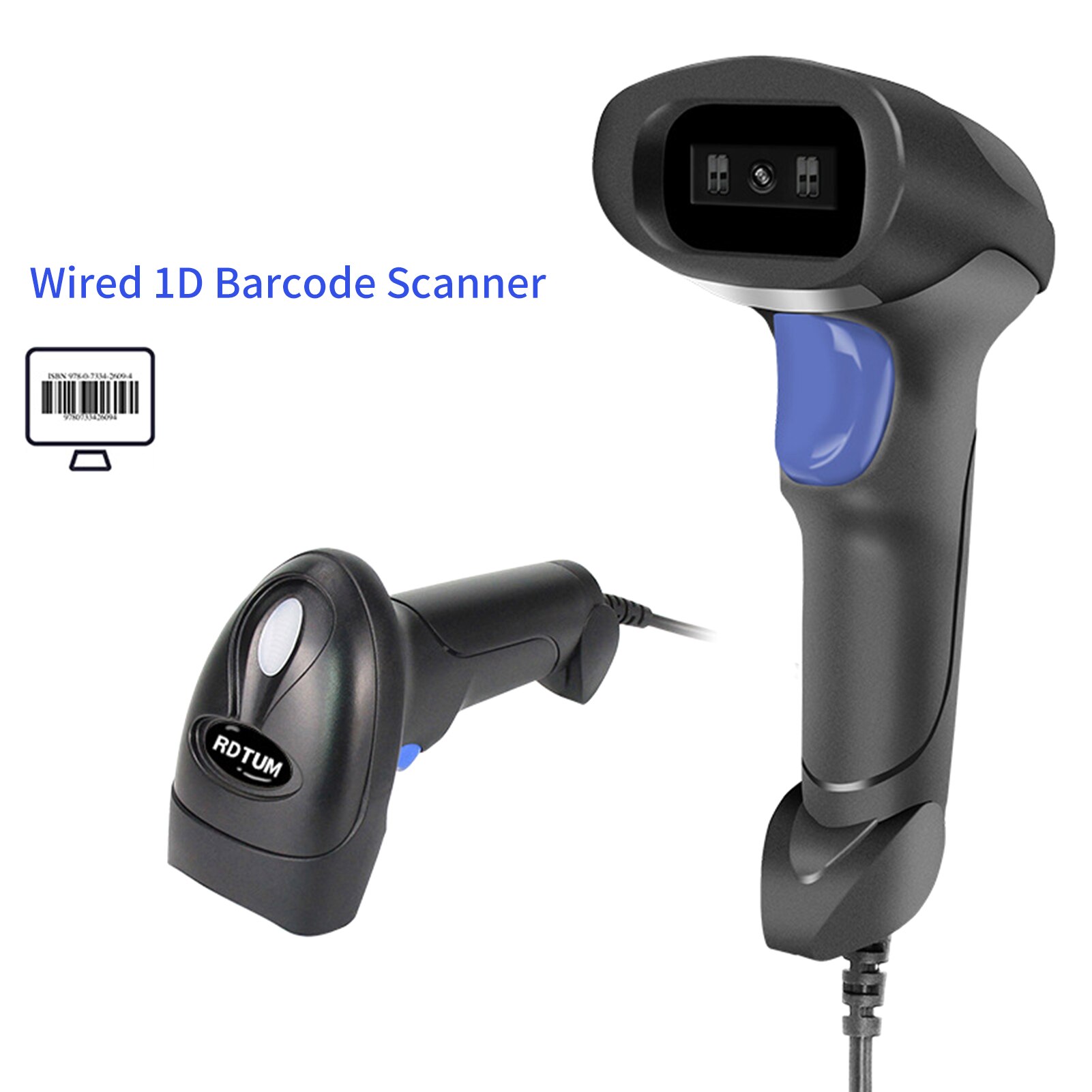2.4G Wireless 1D 2D Barcode Scanner USB Wired BT Connect Bar Code Reader Handheld Scanner Manual Trigger Scanning for Warehouse: 1D-Wired